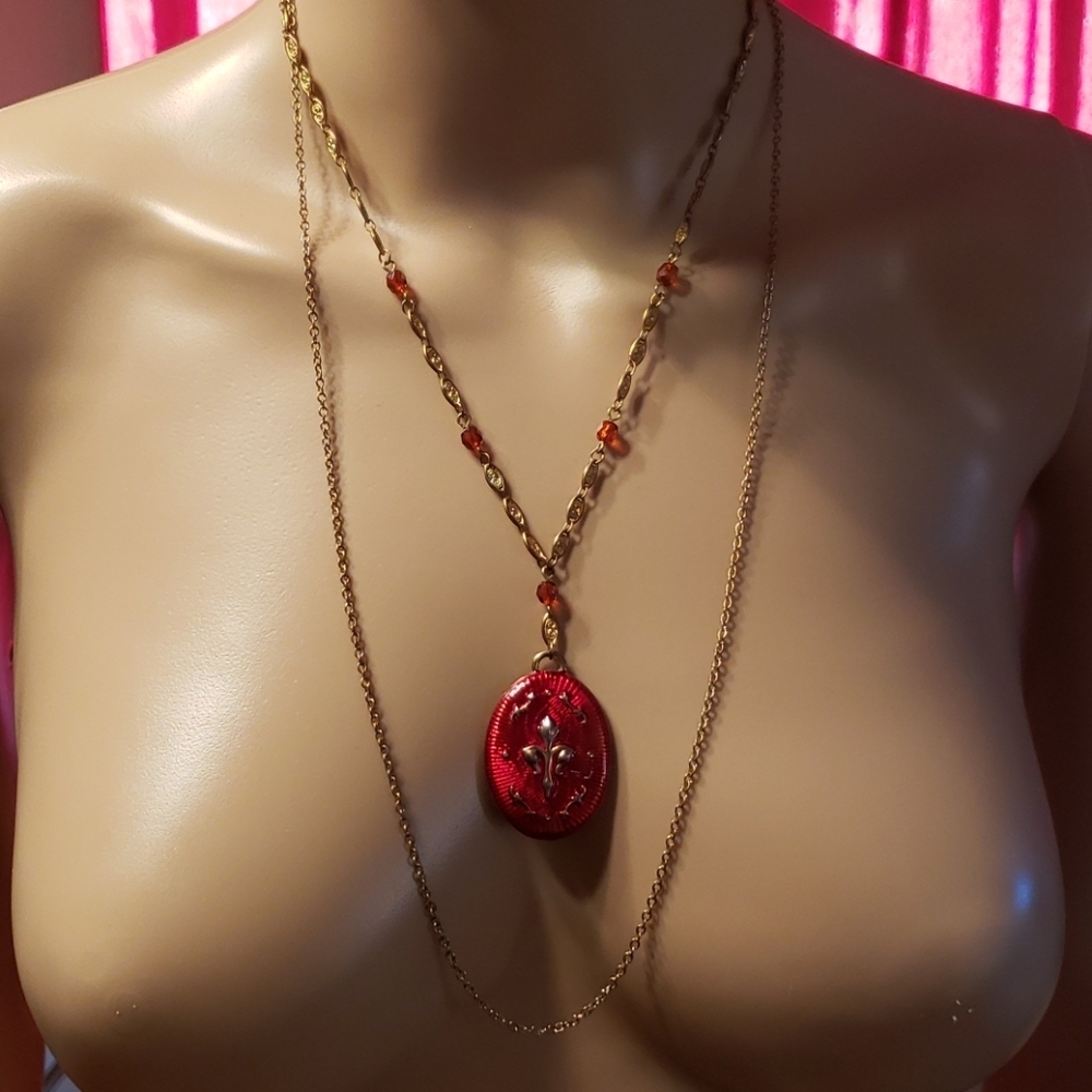 Blackheart double chain fleur-de-lis necklace